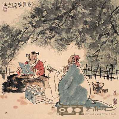穆永瑞 劝学图 镜心 66×66cm